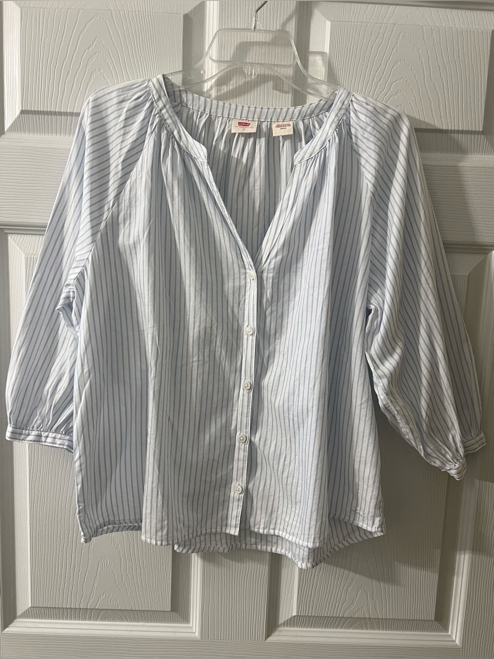 Levi’s Light Blue Stripe Button-Front Blouse